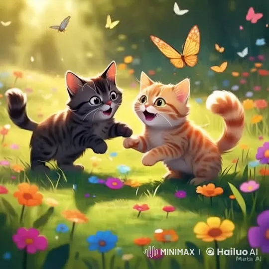 Fluffy Kittens Play in a Sunny Meadow Wonderland – AI Generated Video | Hailuo AI