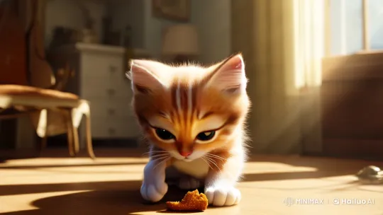 Disturbance Alters Peaceful Moment with Distressed Kitten – AI Generated Video | Hailuo AI