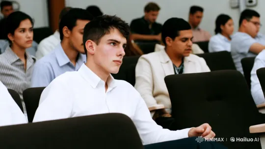 Young Man Imagines Talking to Girl at Job Interview – AI Generated Video | Hailuo AI