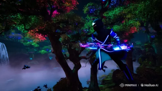 Ninja in Moonlit Forest: Artful Combat with Dynamic Visuals – AI Generated Video | Hailuo AI