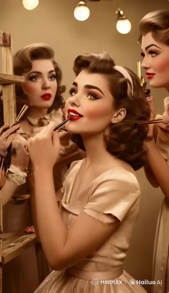 Vintage Makeup Artistry in Live2D Hyper-Realistic Animation – AI Generated Video | Hailuo AI