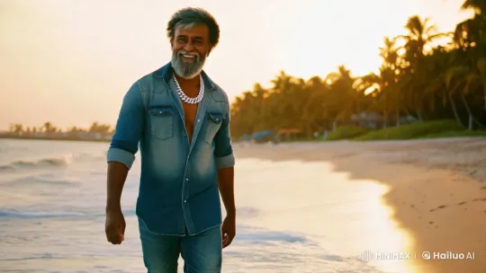 Elegant Man Enjoying Serene Beach Sunset – AI Generated Video | Hailuo AI