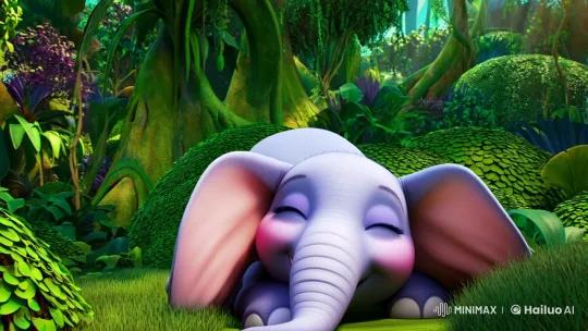 Joyful Elephant Awakens to Dance in Animated Jungle – AI Generated Video | Hailuo AI