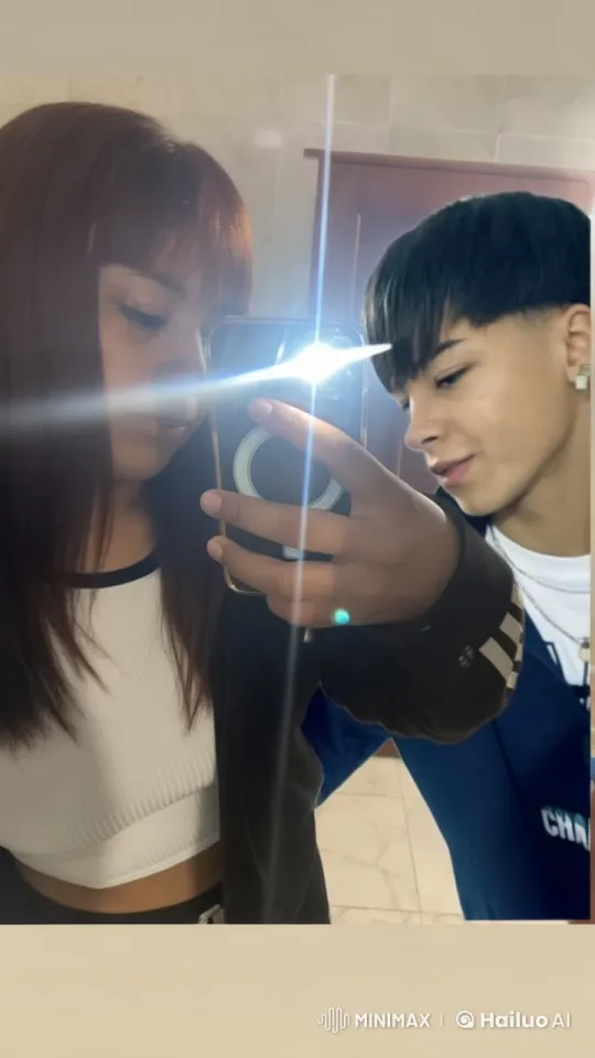 Affectionate Mirror Selfie and Warm Hug in Live2D Animation – AI Generated Video | Hailuo AI