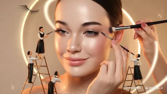Vintage-Dressed Miniatures Apply Makeup in Elegant Animation – AI Generated Video | Hailuo AI