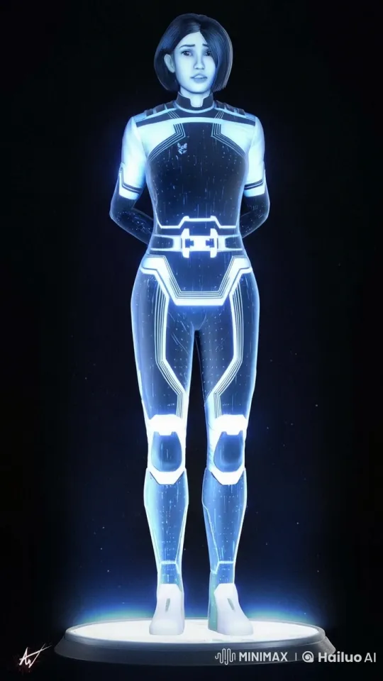 Futuristic Sentinel in Dynamic Holographic Environment – AI Generated Video | Hailuo AI
