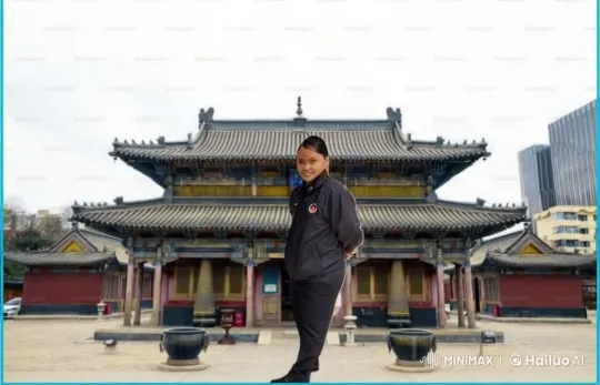 Kung Fu Practitioner Showcases Skills at Traditional Asian Temple – AI Generated Video | Hailuo AI