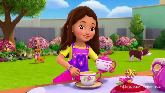 Vibrant Family Backyard Scene with Playful Girl – AI Generated Video | Hailuo AI