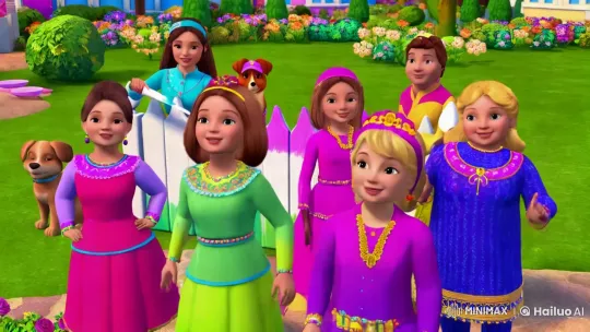 Vibrant Family in Cheerful Backyard with Animated Aesthetic – AI Generated Video | Hailuo AI
