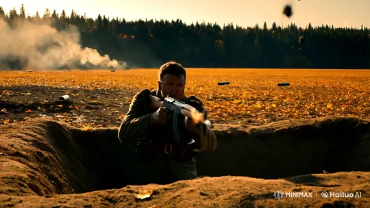 Soldier in Autumn Battlefield Amid Chaos – AI Generated Video | Hailuo AI
