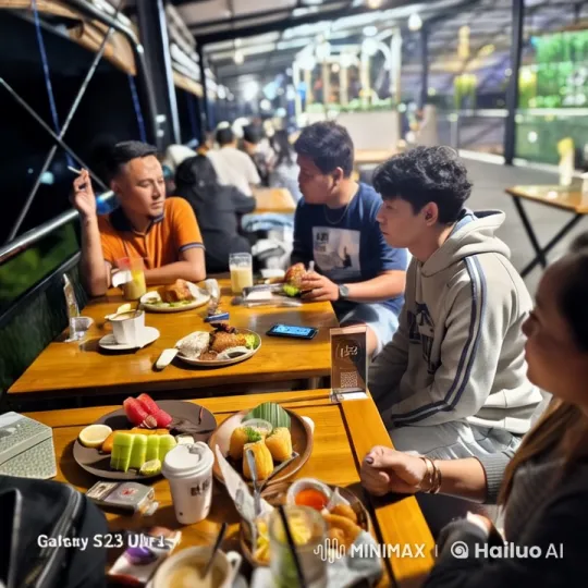 Minion Surprises Friends with Banana in Bustling Café – AI Generated Video | Hailuo AI