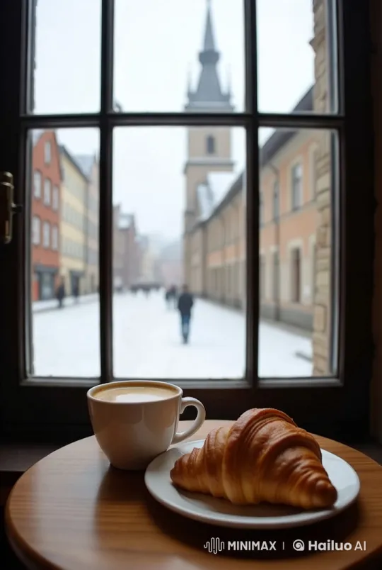 Cozy Morning with Coffee and Snowfall – AI Generated Video | Hailuo AI