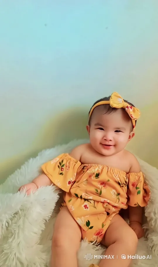 Cute Baby in Floral Outfit - Heartwarming Animated Scene – AI Generated Video | Hailuo AI