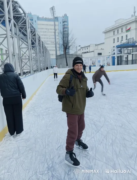 Outdoor Ice Rink Skating Scene in Live2D – AI Generated Video | Hailuo AI