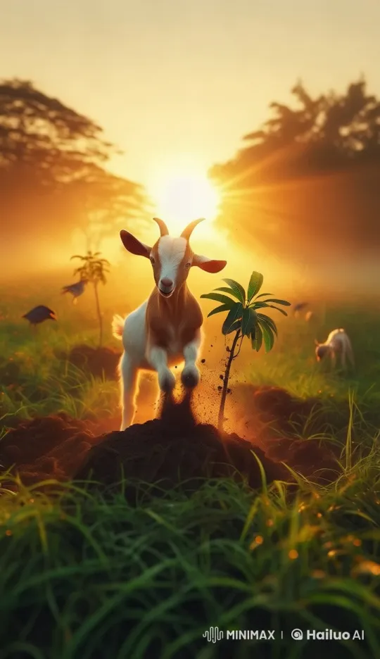 Goat Planting Mango Tree in Live2D Animation – AI Generated Video | Hailuo AI