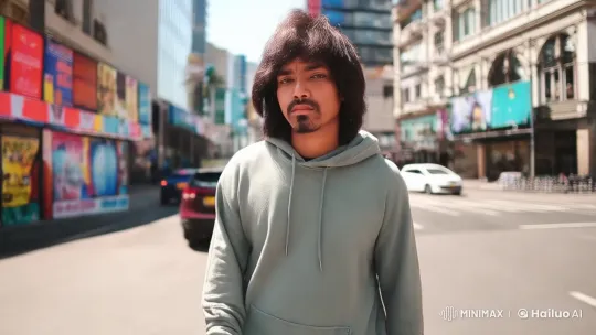 Young Man Strides Confidently in Urban Setting – AI Generated Video | Hailuo AI