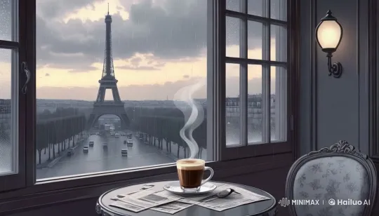 Serene Paris Café: Rainy Day Animation – AI Generated Video | Hailuo AI
