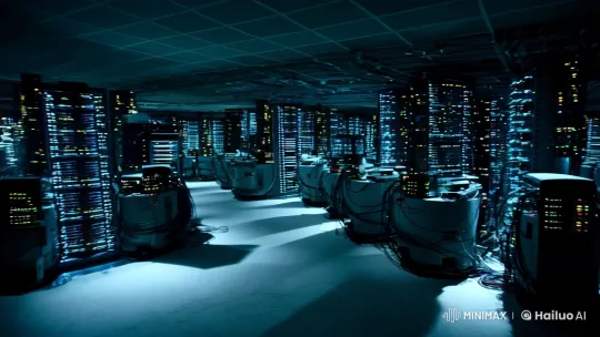 High-Tech Supercomputer Facility with Dynamic Camera Work – AI Generated Video | Hailuo AI