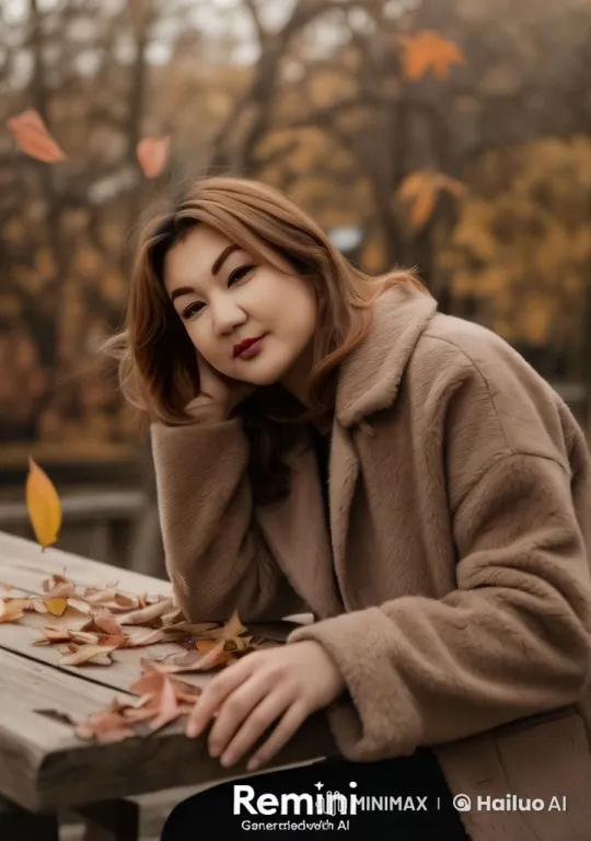 Autumn Park Scene: Person at Table with Falling Leaves – AI Generated Video | Hailuo AI