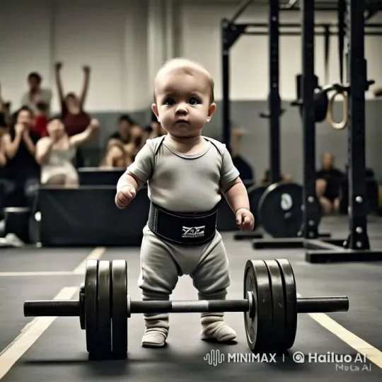 Child Lifts Heavy Weights to Audience Cheers – AI Generated Video | Hailuo AI