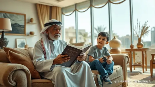 Grandfather and Grandson Discuss UAE History in Live2D Animation – AI Generated Video | Hailuo AI