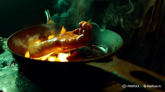 Severed Hand Sizzles in Nightmarish Horror Kitchen Scene – AI Generated Video | Hailuo AI