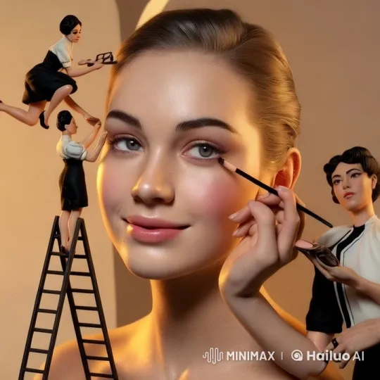 Miniature Women Craft Detailed Makeup in Live2D Animation – AI Generated Video | Hailuo AI