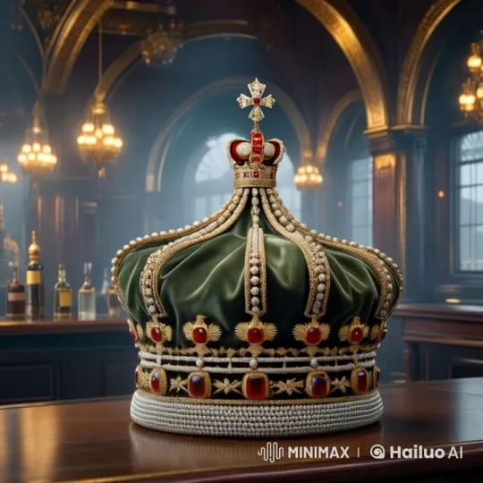 Luxurious Crown Displayed on Elegant Bar Counter – AI Generated Video | Hailuo AI