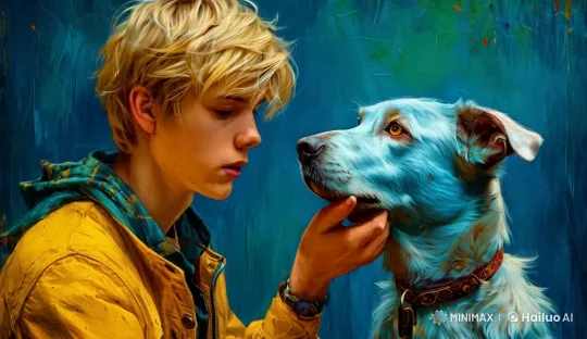 Person Strokes Dog Lovingly in Vibrant Setting – AI Generated Video | Hailuo AI