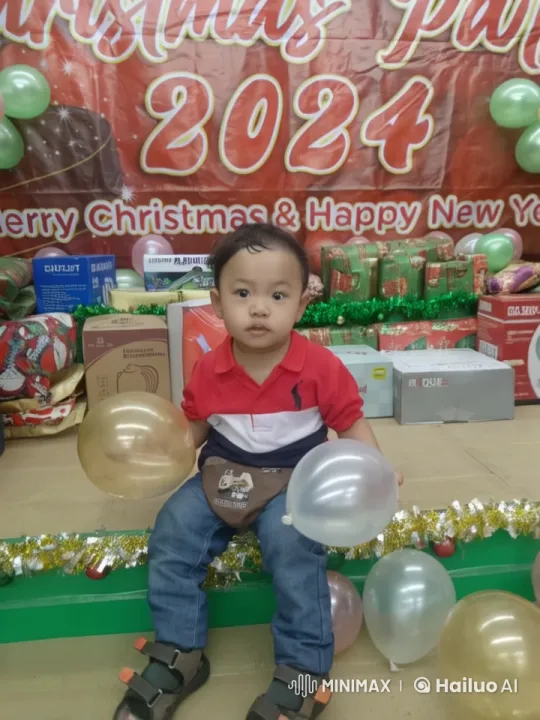Child Celebrates Christmas with Balloons and Dance – AI Generated Video | Hailuo AI