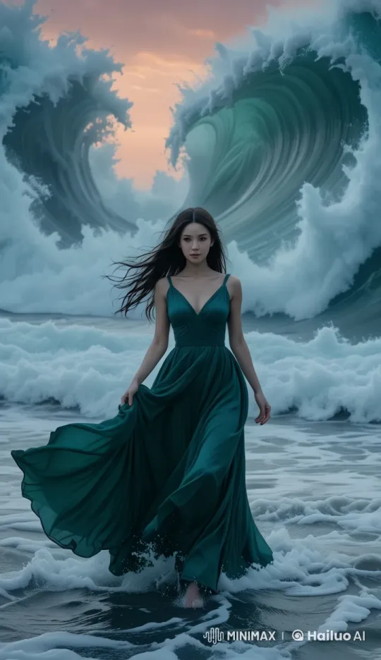 Graceful Woman Glides on Sea in Majestic Live2D Animation – AI Generated Video | Hailuo AI