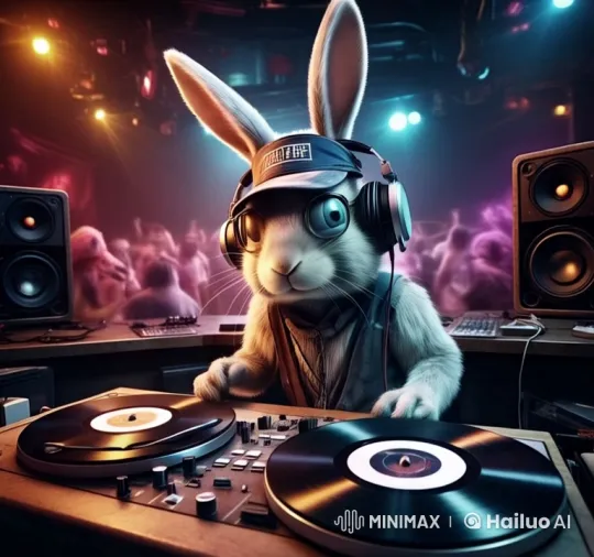 Live2D Animated Nightclub Scene with Energetic DJ Rabbit – AI Generated Video | Hailuo AI