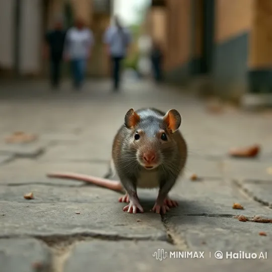 Rat Unfazed by Cosmic Catastrophe on Urban Street – AI Generated Video | Hailuo AI
