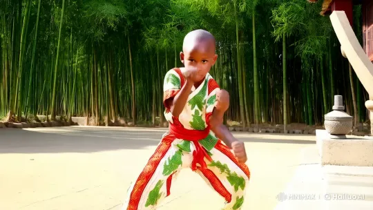 Young Boy Practices Martial Arts in Bamboo Grove – AI Generated Video | Hailuo AI