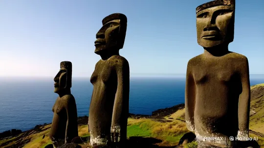 Rapa Nui's Moai: Honoring Ancestors with Timeless Statues – AI Generated Video | Hailuo AI