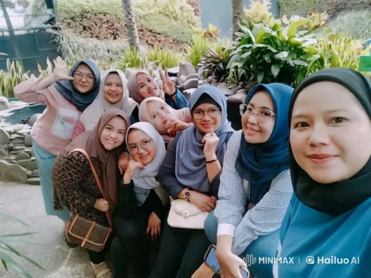 Nine Hijabi Women Display Martial Arts in Lush Greenery – AI Generated Video | Hailuo AI
