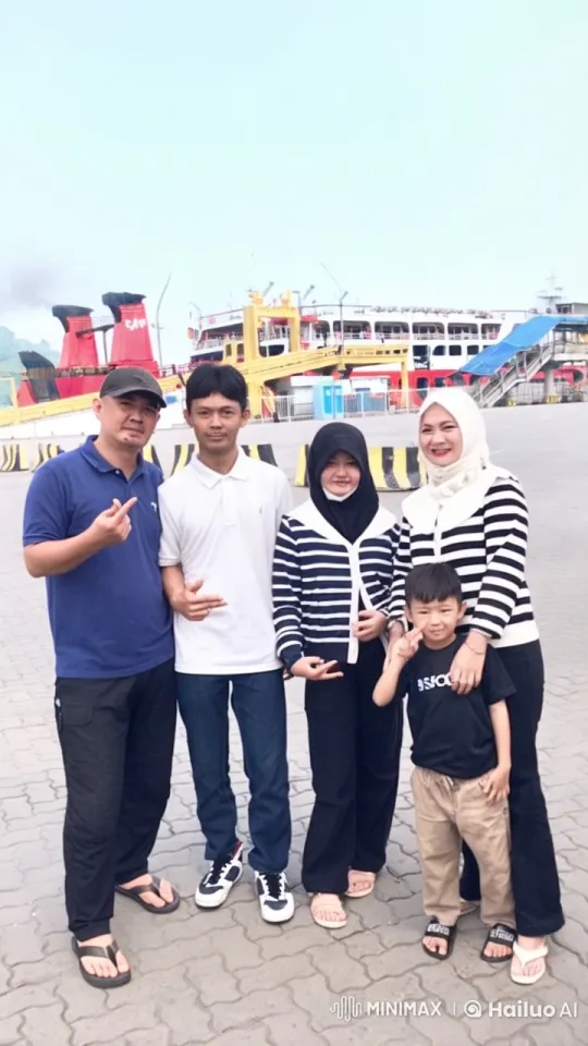 Five Individuals Perform Coordinated Animations Near a Docked Ferry – AI Generated Video | Hailuo AI