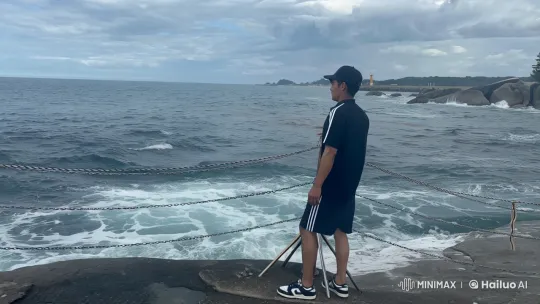 Man Flies Over Calm Sea in Live2D Animated Video – AI Generated Video | Hailuo AI