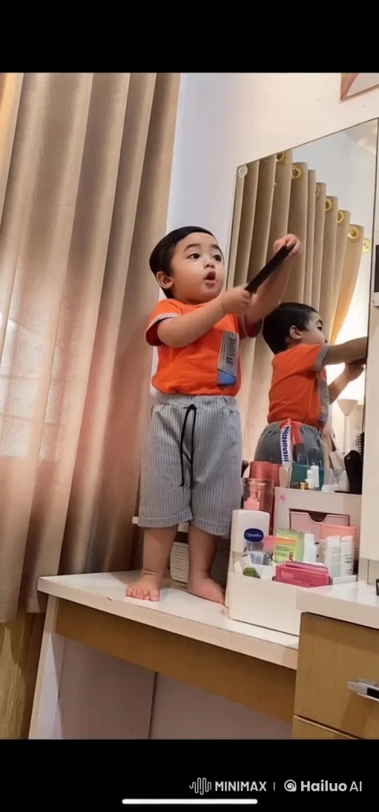 Child Practicing Kung Fu on Vanity Table – AI Generated Video | Hailuo AI