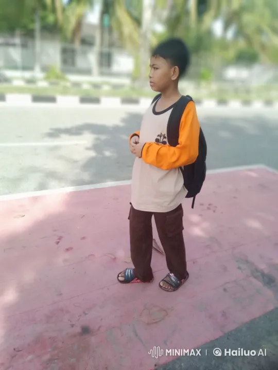 Young Boy Waiting on Sunny Sidewalk – AI Generated Video | Hailuo AI