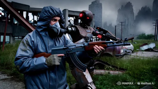 Post-Apocalyptic Duo Navigates Abandoned Playground – AI Generated Video | Hailuo AI
