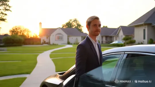 Suburban Serenity: A Couple's Warm Welcome Home – AI Generated Video | Hailuo AI