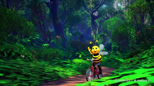 Aesthetic Film Clip: Bee Bicycles Through Enchanted Forest – AI Generated Video | Hailuo AI