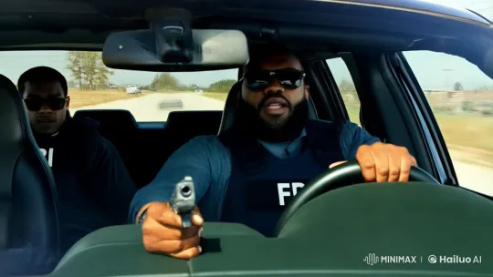 Man in Sunglasses Shoots FBI, Car Crash, and Explosion – AI Generated Video | Hailuo AI
