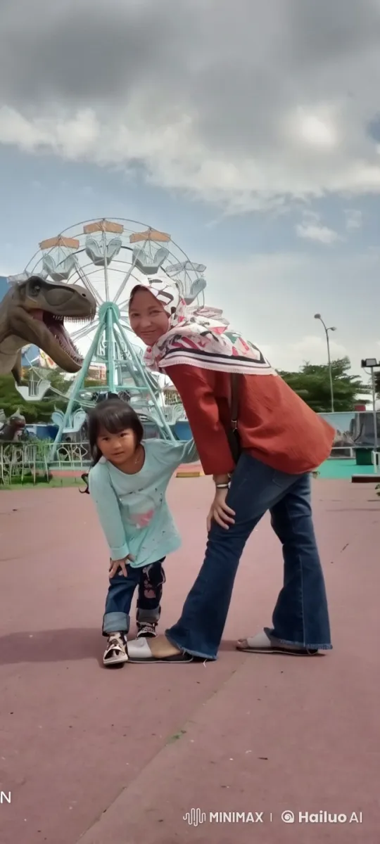 Kungfu Demonstration in Amusement Park by Woman and Child – AI Generated Video | Hailuo AI