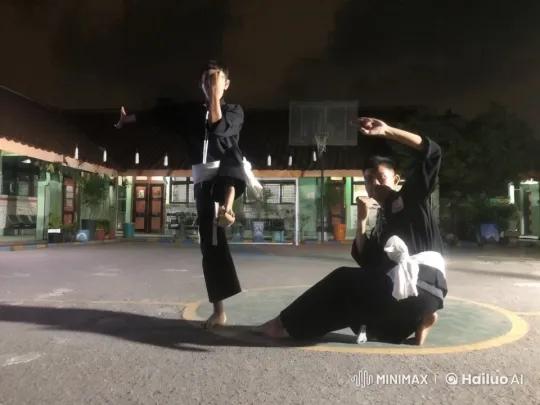 Traditional Silat Artists Perform in Outdoor Night Setting – AI Generated Video | Hailuo AI