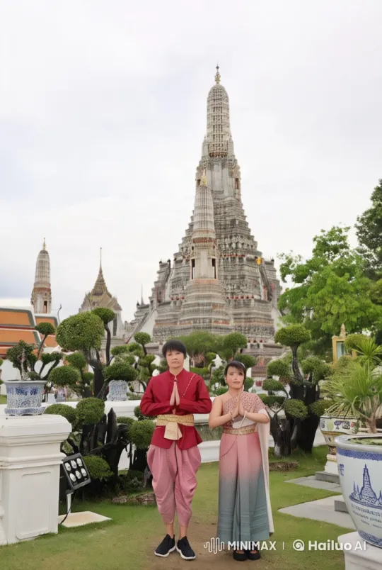 Thai Martial Arts Performance at Wat Arun Temple – AI Generated Video | Hailuo AI