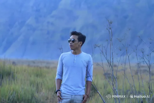 Man and Tiger Share Tender Moment in Meadow – AI Generated Video | Hailuo AI