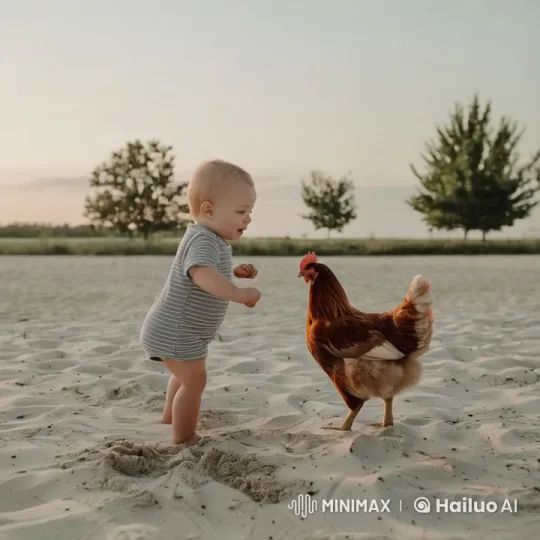 Toddler Punches Chicken in Animated Live2D Video – AI Generated Video | Hailuo AI