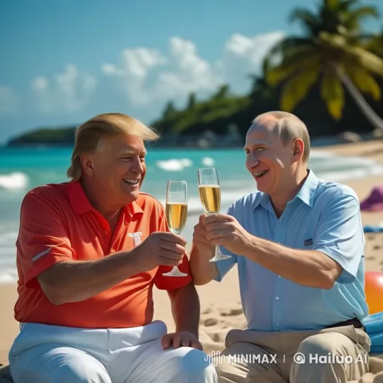 Beach Celebration with Champagne and Document Signing – AI Generated Video | Hailuo AI